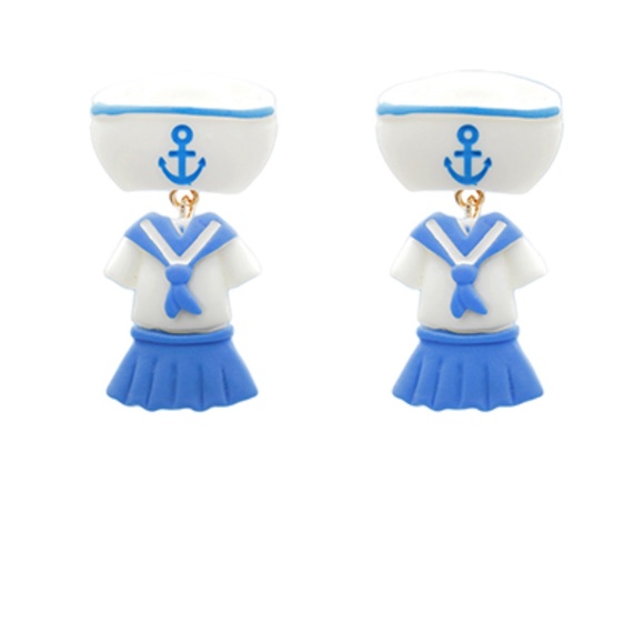 Marine Uniform Clay Earrings - Picture 2 of 2